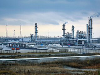 Fototapeta premium Industrial Gas Plant at Twilight