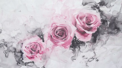 a painting light pink roses