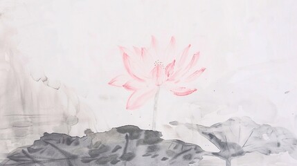 a painting light pink lotus
