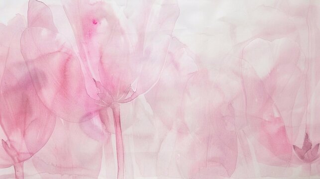 a painting light pink tulips