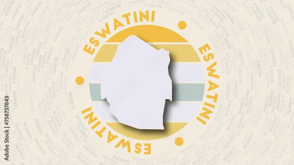 Poster swaziland logo intro. badge with the circular name and map of country. artistic swaziland round logo