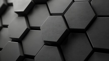 3d black hexagon background contrast shadow and lighting