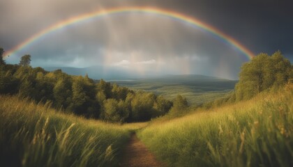 Fototapeta premium beautiful natural landscape with rainbow