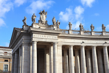 Fototapeta premium Detail of colonnade at Saint Peters Square in the Vatican 