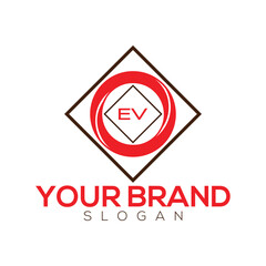 Creative letter EV unique logo design template for company