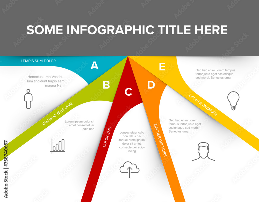 Poster vector light multipurpose fan infographic with five elements template