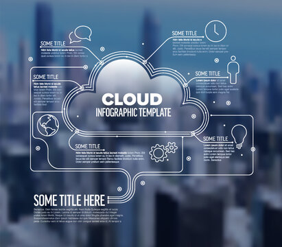 Cloud storage computing - Infographic template with background photo placeholder