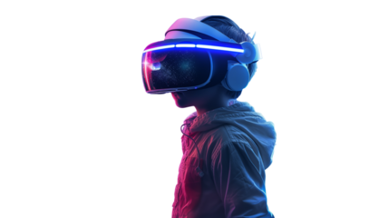 Kid wearing a virtual reality headset