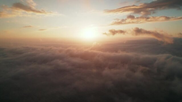 Sea of Clouds Over Noordhoek During Sunset In Cape Town, South Africa. - aerial shot
