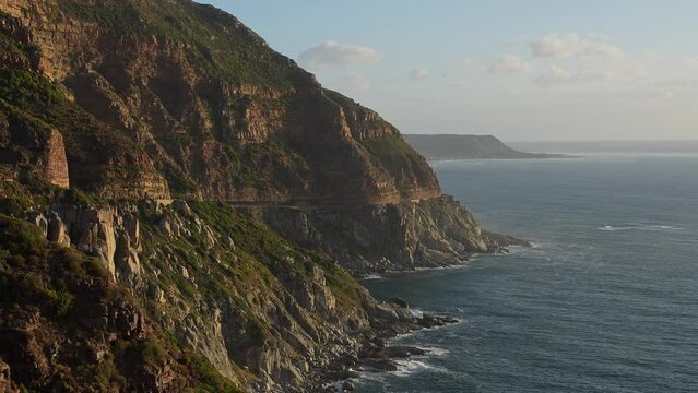 Coast Of Chapman's Peak Drive In Cape Town, South Africa - Drone Shot