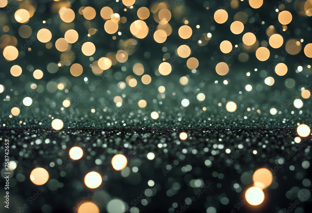 Aufkleber abstract glitter background - bokeh shallow depth of field selective focus - green version loopable 