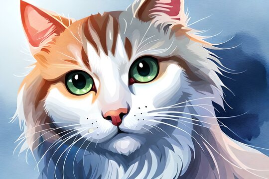 an adorable cat portrait with big cute eyes. ai generated