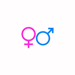 Gender symbol pink and blue icon