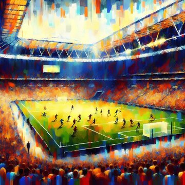 impressionistic image of a soccer competition