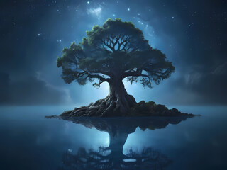 Lone tree with beautiful scenery in various changing natural forms 55