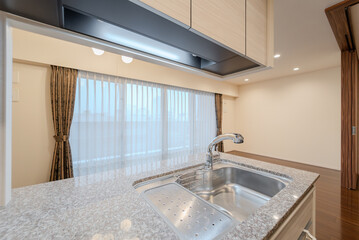 大理石調のキッチンシンク