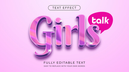 Editable text effects  fancy girl with glossy look