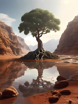 Lone tree with beautiful scenery in various changing natural forms 154