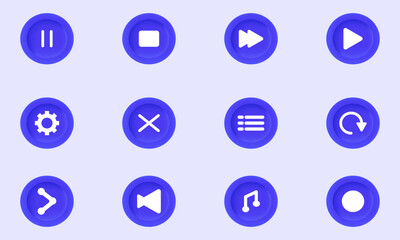 3d icon realistic menu button play media vector design