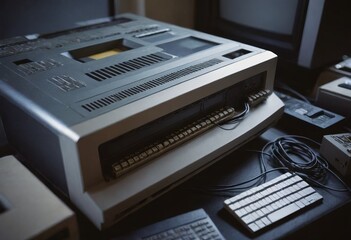 Obraz premium pile of old unused computers and vintage CRT monitors