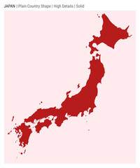 Japan plain country map. High Details. Solid style. Shape of Japan. Vector illustration.