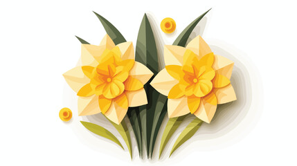 Cute Narcissus flower in paper art style isolated on