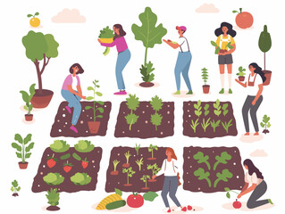  A community garden flourishes with volunteers planting and harvesting fresh produce promoting healthy eating habits. 