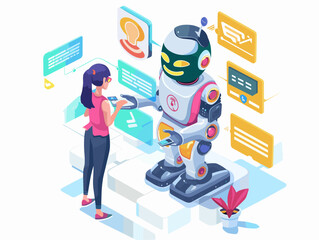  A customer service representative uses artificial intelligence-powered software to answer frequently asked questions and guide customers to the appropriate resources. 