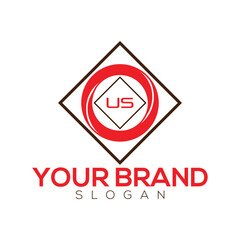 Creative letter US unique logo design vector and Illustration