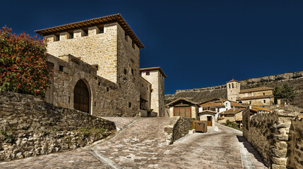 Obraz premium Traditional Architecture, Old Town, Puentedey, Singular Population Entity, Las Merindades, Burgos, Castilla y León, Spain, Europe