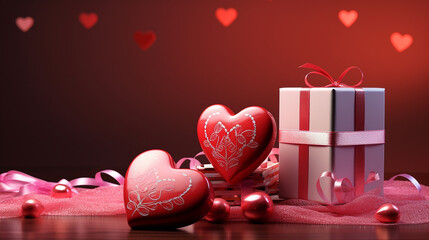 3d valentine day, gift box, heart designer 
