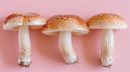 Matsutake mushroom on soft pastel background, creating an elegant and aesthetic display