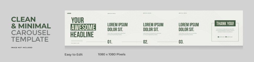  Social media carousel template, clean and modern design, Cyberspace for creative content, EPS vector illustration