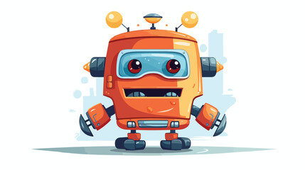 flat color illustration of robot flat vector isolated