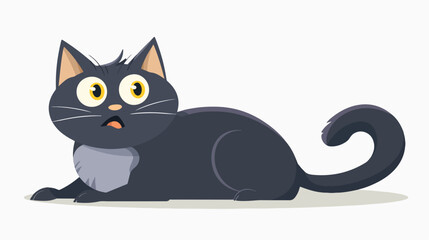 flat color style cartoon surprised cat flat vector illustration