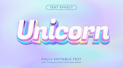 Unicorn Editable text effect in soft rainbow pastel colors