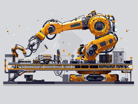  A robotic arm assembles intricate electronics on a production line working with high precision and speed to meet manufacturing demands. 