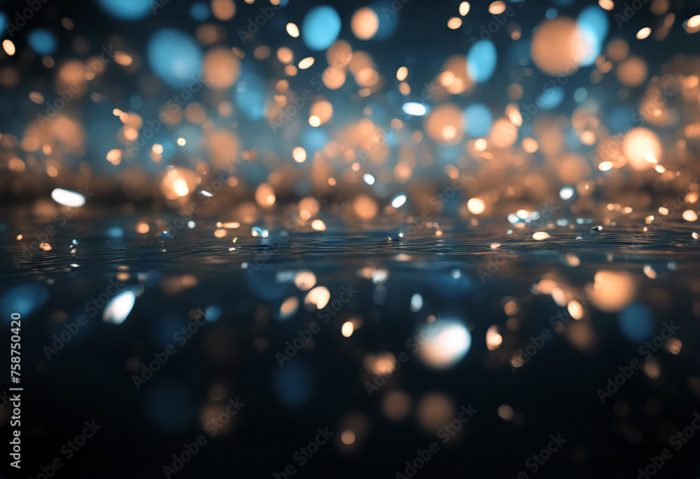 Poster beautiful particles with shallow depth of field - loopable blue version - abstract background animat