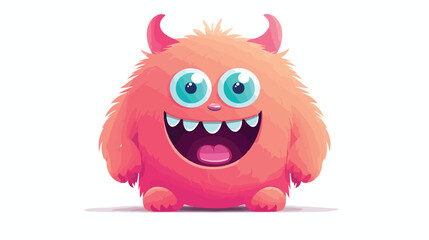 Funny cartoon monster creature illustration. flat vector