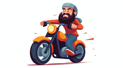 Funny guy wearing a mask to ride a motorcycle cartoon