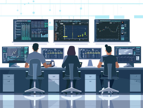  A team of network administrators monitors network traffic in real-time identifying potential bottlenecks and suspicious activity. 