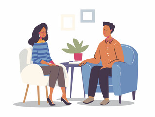  A therapist listens attentively to a patient offering support and guidance to navigate a difficult situation. 