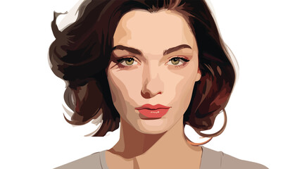 girl face portrait illustration brunette flat vector