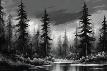 Secret Forest in Black and White (JPG 300Dpi 10800x7200)