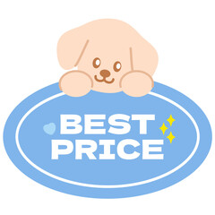 Puppy BEST PRICE button for online shopping, marketing, promotion, sticker, banner, special price, discount, social media, print, template, campaign, web, mobile, sale badge, patch, dog, ad, pet, vet