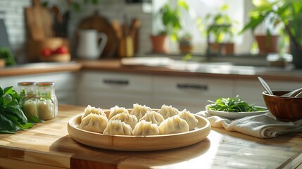 Homemade Asian Dumplings in Sunny Kitchen