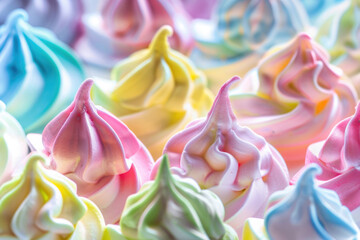 Obraz na płótnie Canvas Colorful airy meringue cookies