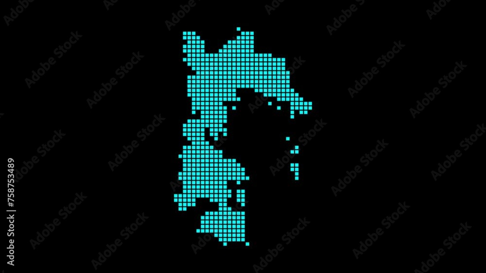 Poster patmos digital map. map of patmos in dotted style. shape of the island filled with rectangles. moder