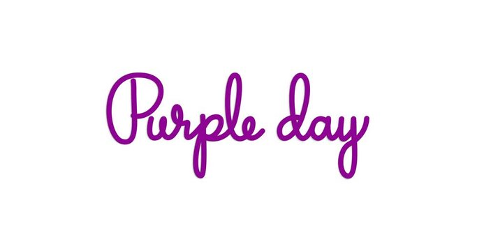Purple Day animation text in purple color. Handwritten inscription calligraphy animated with alpha channel. Great for increasing awareness about epilepsy worldwide On March 26th annually. 