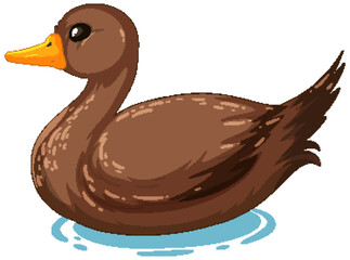 Vector graphic of a brown duck floating calmly